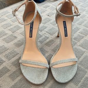 Stuart Weitzman Nudist Song Heels - Silver Metallic